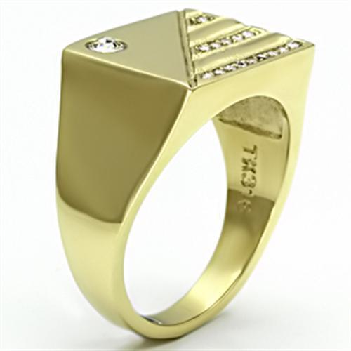 TK731 - IP Gold(Ion Plating) Stainless Steel Ring with Top Grade Crystal  in Clear