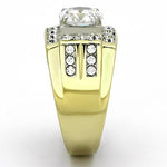 TK760 - Two-Tone IP Gold (Ion Plating) Stainless Steel Ring with AAA Grade CZ  in Clear