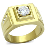 TK791 - IP Gold(Ion Plating) Stainless Steel Ring with AAA Grade CZ  in Clear
