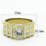 TK797 - Two-Tone IP Gold (Ion Plating) Stainless Steel Ring with AAA Grade CZ  in Clear
