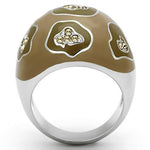 TK826 - High polished (no plating) Stainless Steel Ring with Top Grade Crystal  in Citrine Yellow