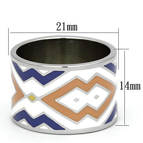 TK841 - High polished (no plating) Stainless Steel Ring with Epoxy  in Multi Color