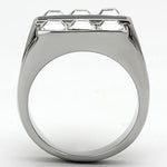 TK920 - High polished (no plating) Stainless Steel Ring with Top Grade Crystal  in Clear